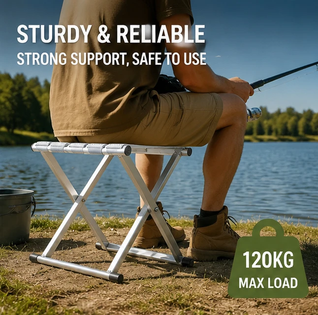 Foldable Camping Chair with Backrest Portable Thickened Fishing Stool Compact Travel Seat for Train Outdoor Hiking Picnic