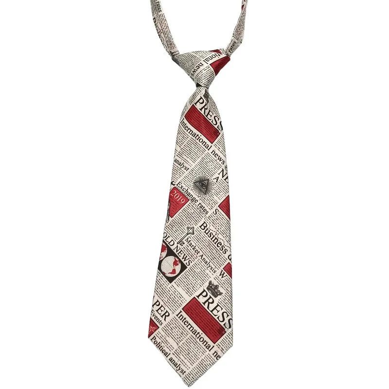 European and American British style retro nostalgic newspaper tie, men's free to wear short shirt accessories, beige student gir