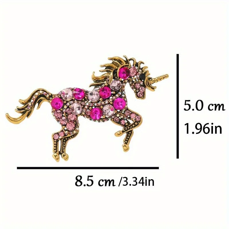 1pcs Retro Large Animal Unicorn Brooch Multicolored Horse Brooch Luxury Women\'s Backpack Pins