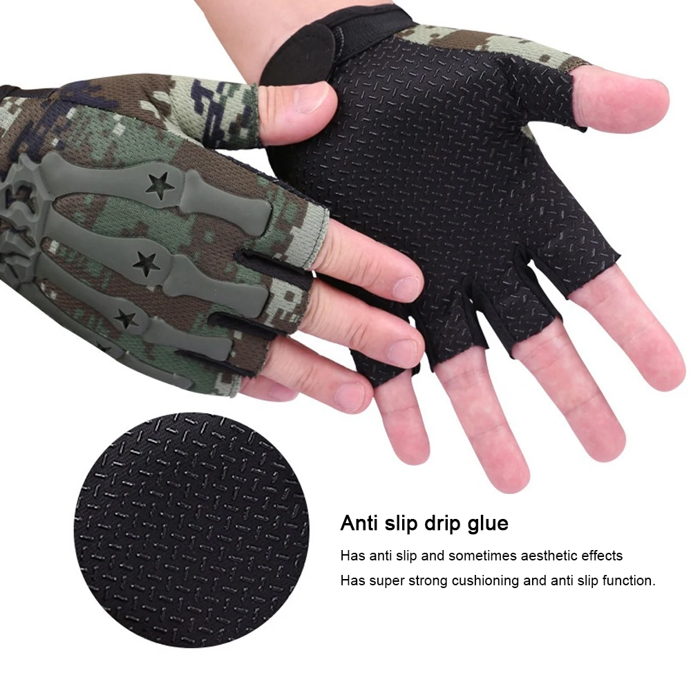 Riding Fingerless Gloves Non-slip Half Finger Gloves for Motorcycle Cycling Climbing Hiking Hunting Outdoor Sports