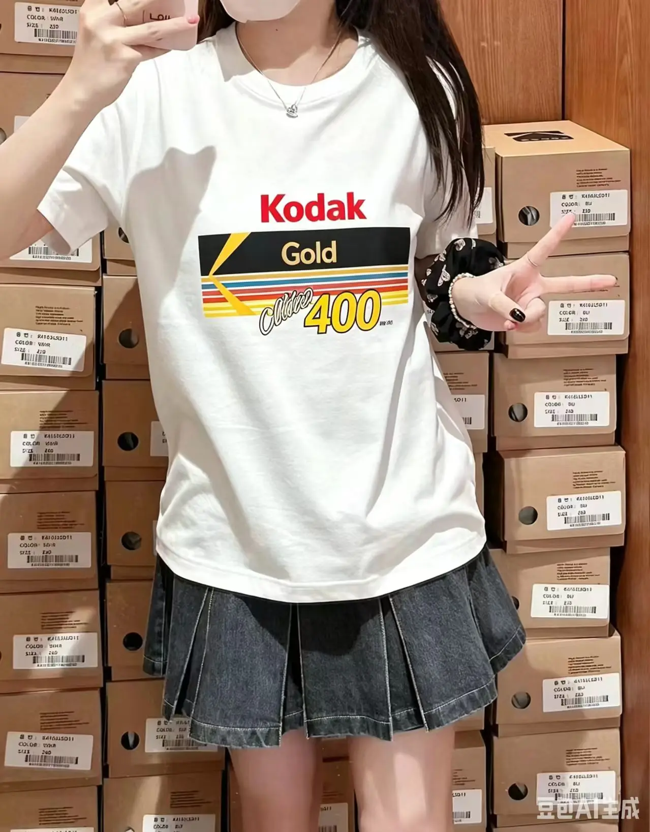 Camiseta Oversized Retrô de Algodão Estilo Coreano Streetwear com Estampa de Rolo de Filme Kodak Gold 36, Nova Coleção 2026, Unissex, Verão, Casual