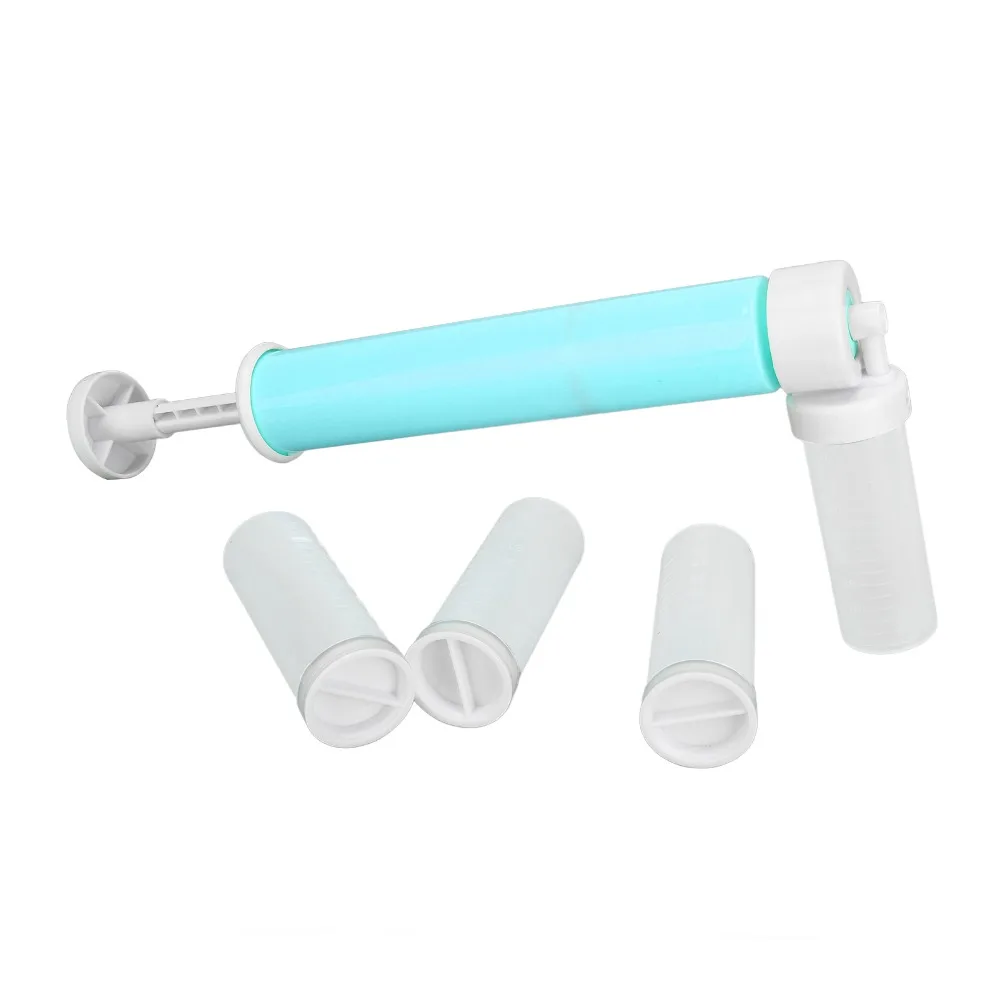 Durable ABS Manual Airbrush Blue Pink with Spray Tube Cake Airbrush Pump Decorating Practical Coloring Spray Gun Kitchen