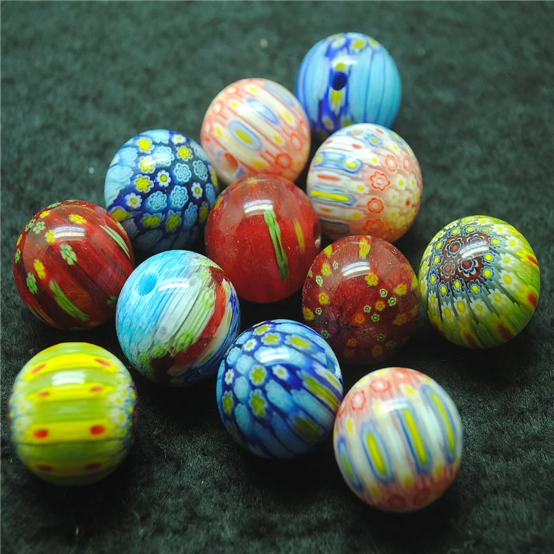 5PCS Hot Italy Murano Glass Matching Beads Size 20MM Round Ball Big Hole 3.0MM DIY Jewelry Findings For Fashion Necklace Designs