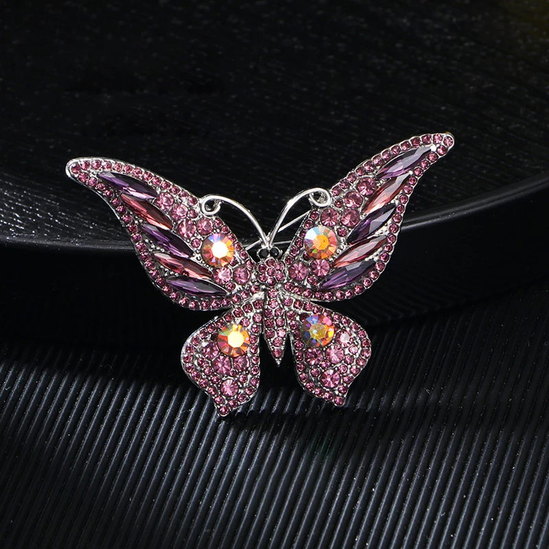 Fashion Full Zircon Butterfly Brooch For Women Luxurious Animal Corsage Pins Wedding Party Clothing Accessories Jewelry Gifts