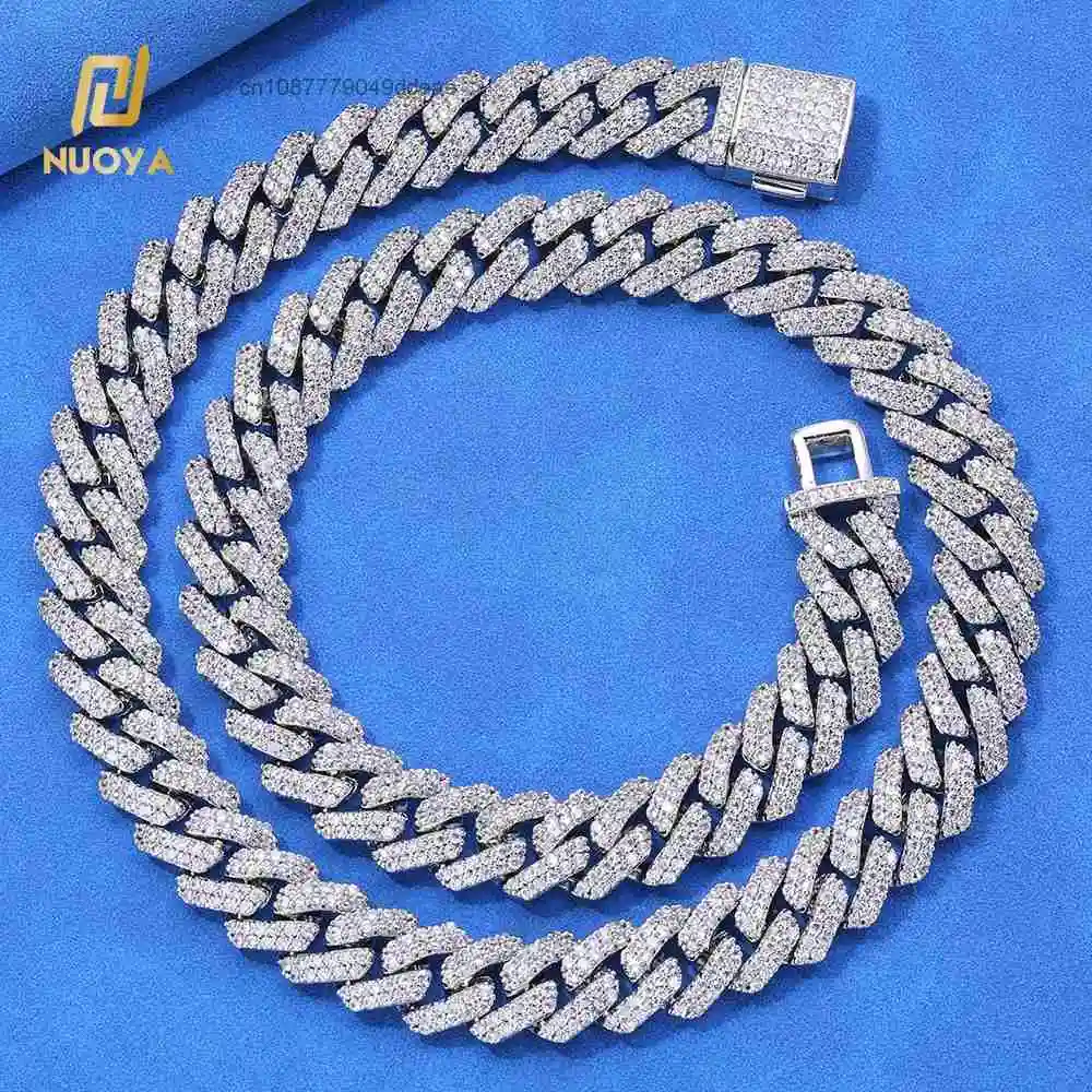 Fine NUOYA Jewelry Cuban Link Chain Necklace Moissanite Jewelry Brass Hip Hop Necklace for Men and Women Customizable..