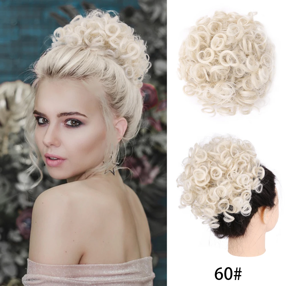Women's Drawstring Curly Hair Bun Extension, Short Ponytail