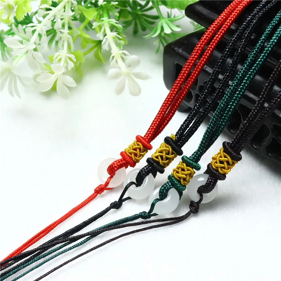 

10Pcs Chinese Traditional Nylon Simply Pendant Cord Rope with Beads Brown Black Red Color for Necklace DIY Accessoires