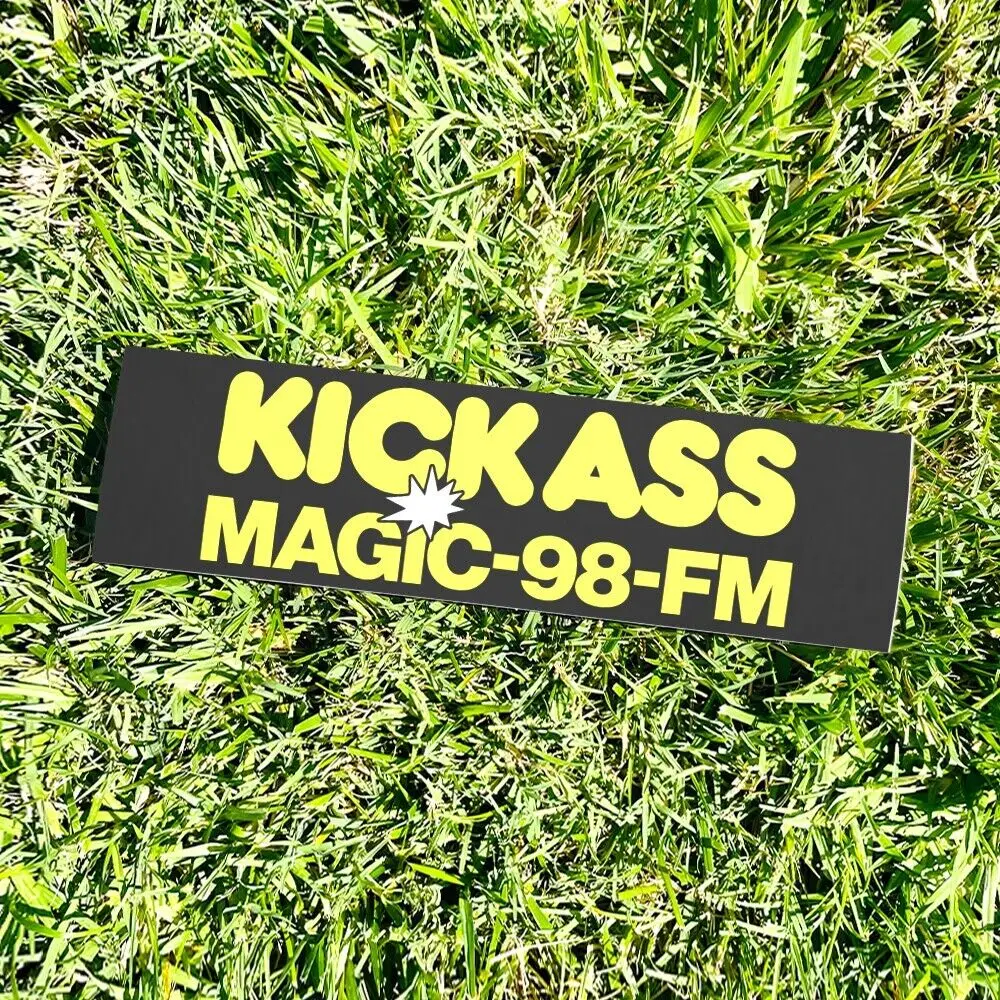 Kick A$$ MAGIC 98 FM-наклейка на бампер — виниловая наклейка в винтажном стиле с радио 80-х 90-х — наклейки на бампер — наклейки на автомобиль