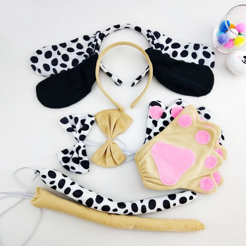 

Cartoon Animal Dog Ears Headband Bow Tie Tail Glove Set Carnival Party Cosplay Animal Stage Performance Props