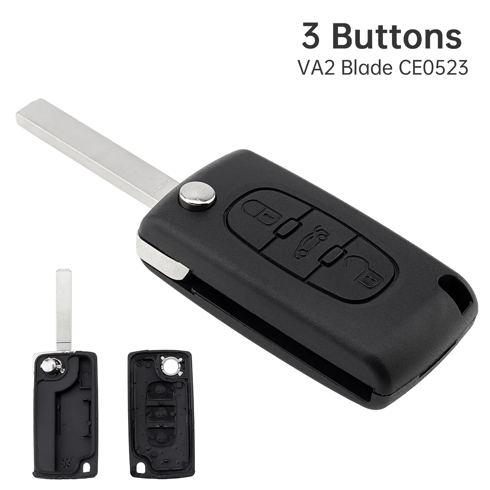 

3 Buttons Car Remote Key Fob Case Shell Fit for Citroen C2 C3 C4 C5 C6 Uncut Entry Replacement Flip Folding Car Key Shell Cover