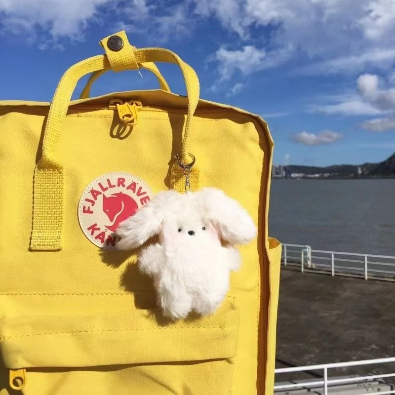 Ciondolo giocattolo di peluche coniglio crema Simpatico ciondolo portachiavi in peluche coniglietto bianco Accessorio ciondolo borsa zaino decorazione bambola giocattolo regalo