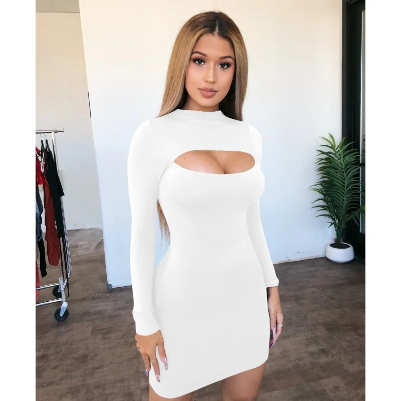 Club Tight Fitting Dress Hollow Out Sexy Tight Corset Mini Dresses for Women European and American Oversized Slim Fit Wrap Dress