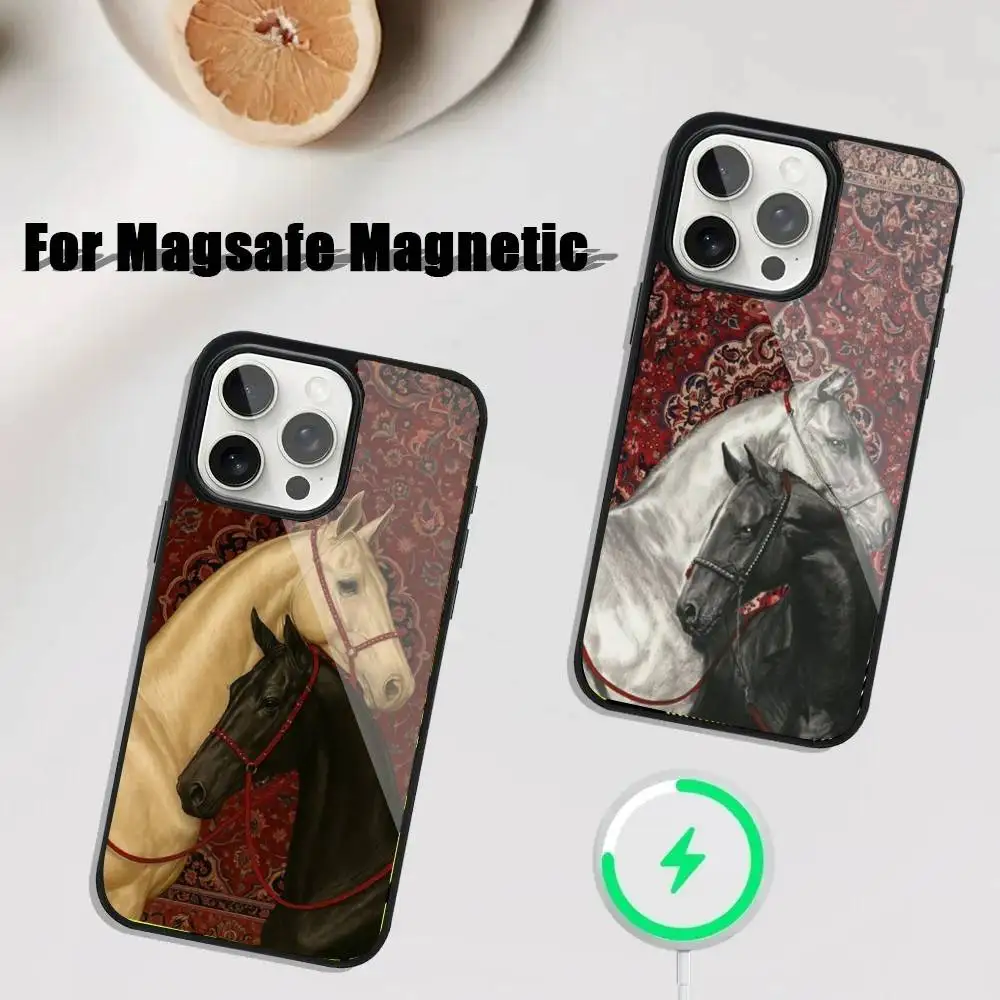 

Retro Horse Phone Case For iPhone 16,15,14,13,12,11,Plus,Pro,Max Mini Magsafe Magnetic Wireless Charging