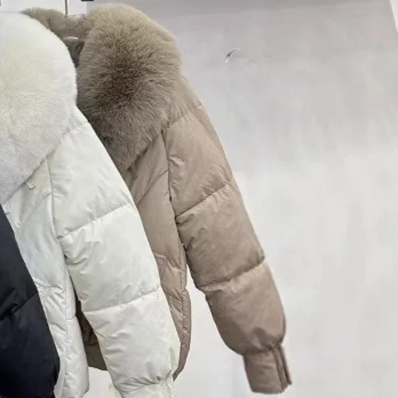 Luxury Women's Winter Tops Jacket Cotton Coat Fur Collar Thickened Warm Niche Design Simple Advanced Comfortable Brand Fashion