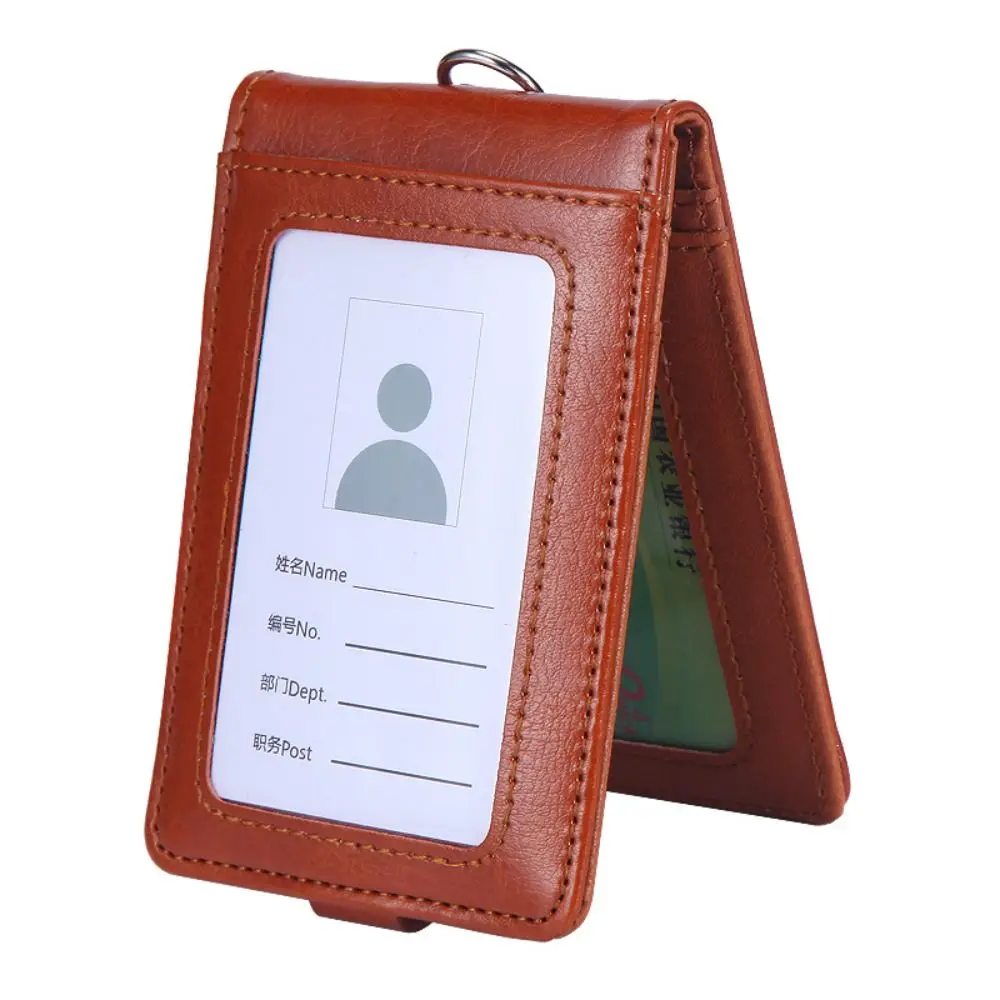 Porte-cartes de travail en cuir PU, couleur unie, avec lanière, porte-Badge, carte de crédit, couverture de carte d'identité professionnelle, Bus bancaire