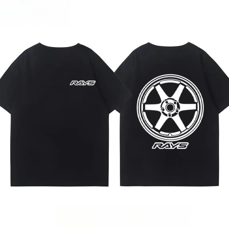 2026 Japanese Car Modified Rim Wheel Hub Modified Car Short-sleeved T-shirt Men's and Women's Cotton Half-sleeved Top Ins Y2k