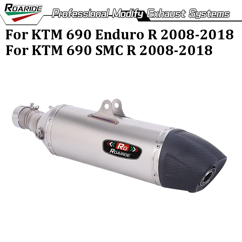 

Slip On For KTM 690 Enduro SMC R 2008 - 2018 Motorcycle Carbon Fiber Exhaust Modify DB Killer Espace Muffler With Mid Link Pipe