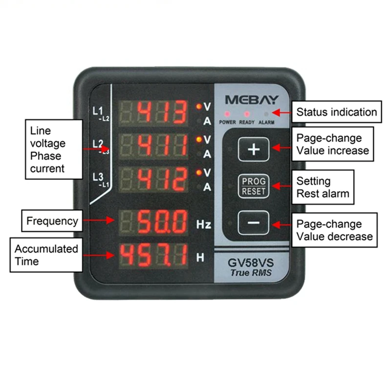 GV58VS DC8-36V Multi Function Digital Meter GV59 AC165-265V Genset Engine Parts