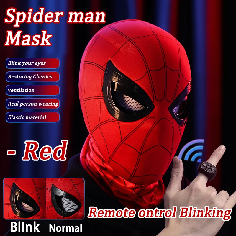 Spider Man Telecontrol Blink Masks Cosplay Helmet Moving Eyes Model Party Props Elastic Toys Adults Kids Halloween Christma Gift