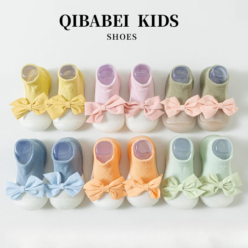 

2024 Hot Spring and Summer Bow Children's Indoor Shoes Cute Princess Wind Baby Socks Shoes Baby Walking Shoes