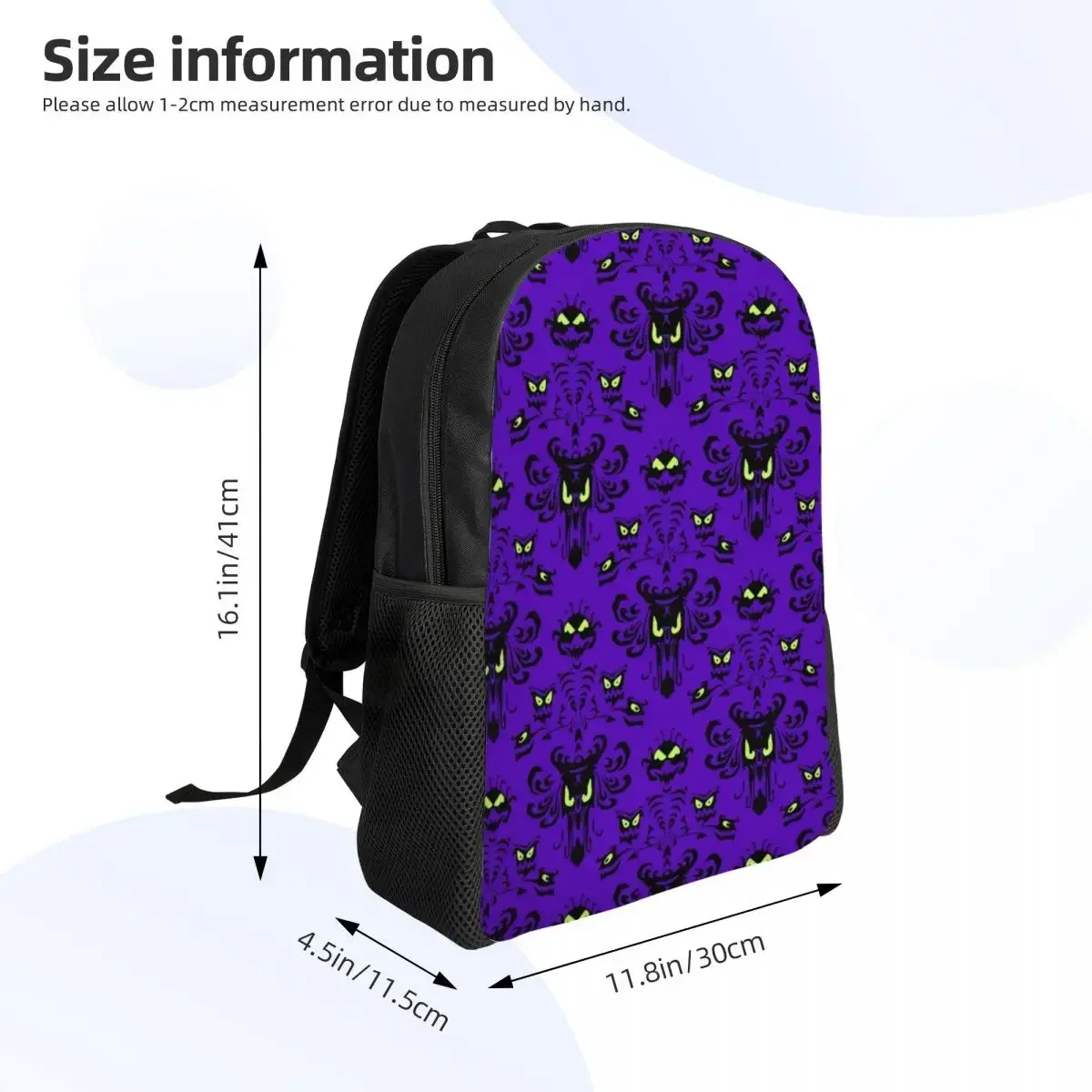 Halloween Happy Haunted Backpacks for Men Women Water Resistant College School Haunted Mansion Ghosts Bag Print Bookbags