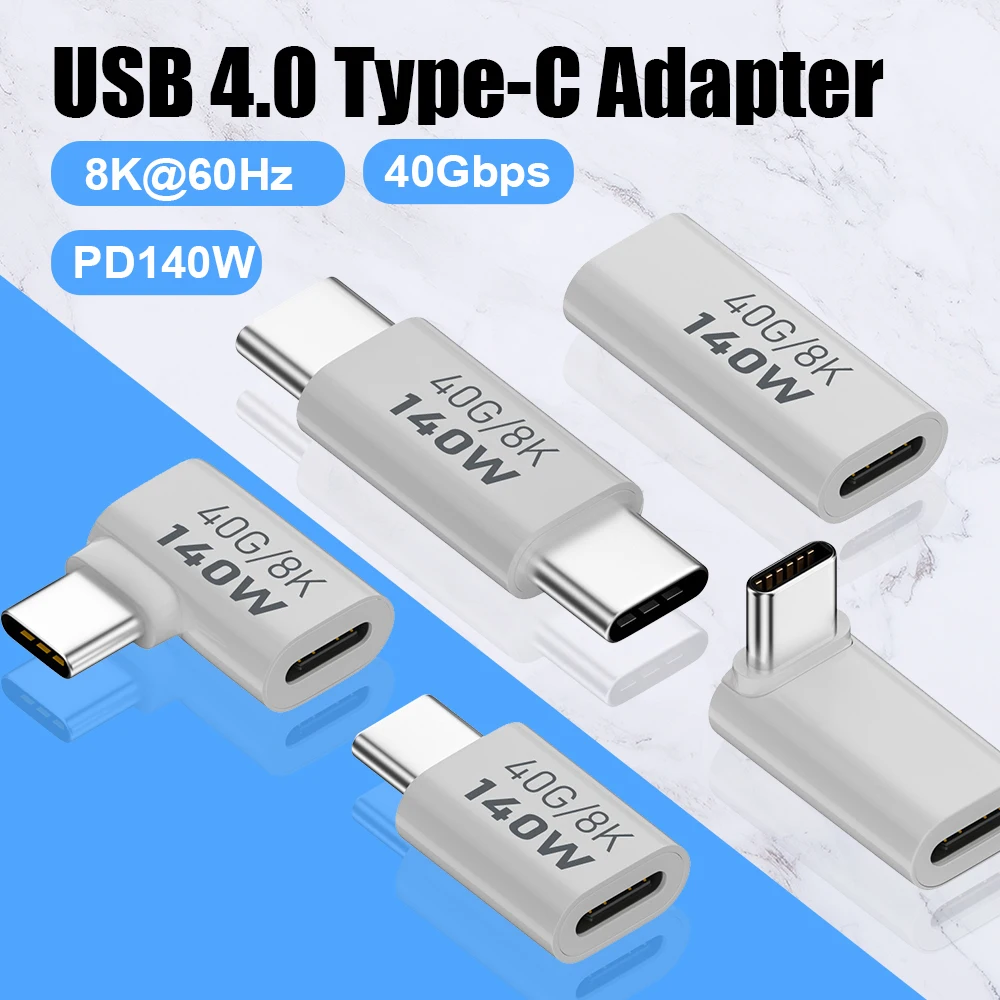 PD140W USB C Female to Male Adapter PD 3.1 Thunderbolt 3 40 Gbps Data Transfer 8K@60Hz Extension Connector for MacBook Pro/Air