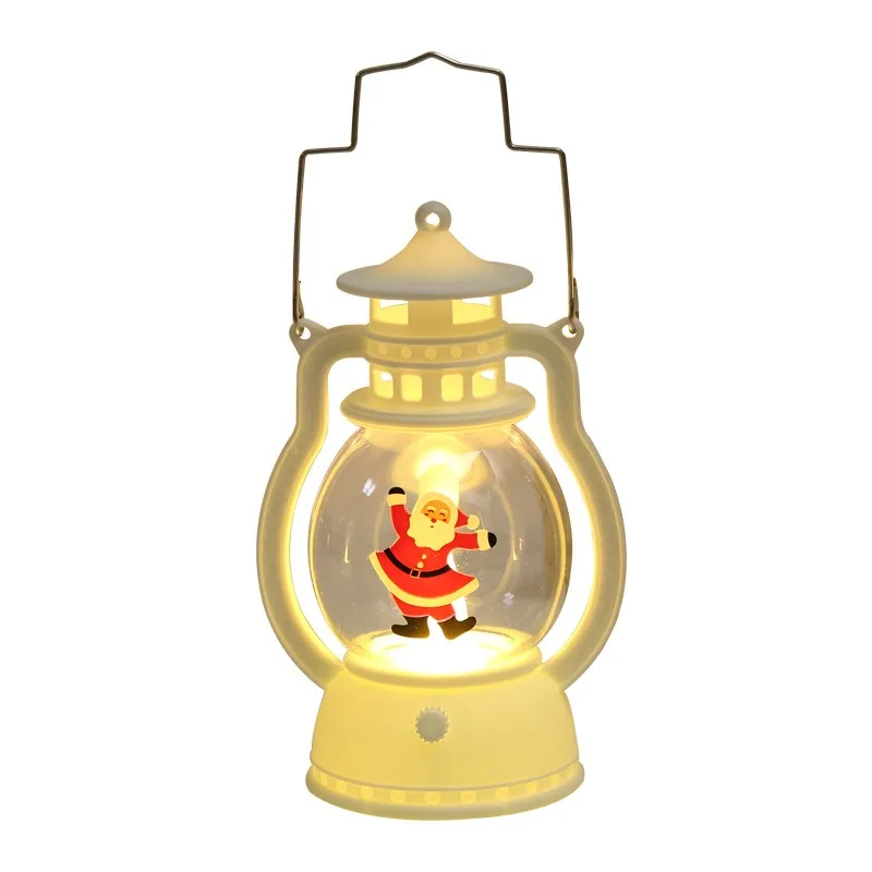 Christmas Small Night Light Portable Battery Powered Hanging Lanterns Festive Party Christmas Ornaments Santa Claus Decor LED