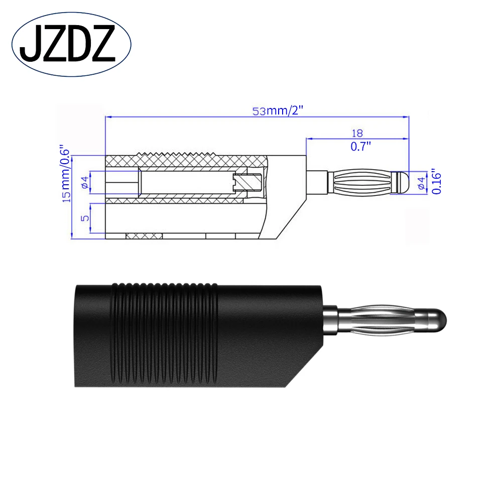 JZDZ 5 szt. 4MM miedziane niklowane wtyczka bananowa włożone złącze wtyczka bananowa 4mm do układania w stosy śrubowe J.10032