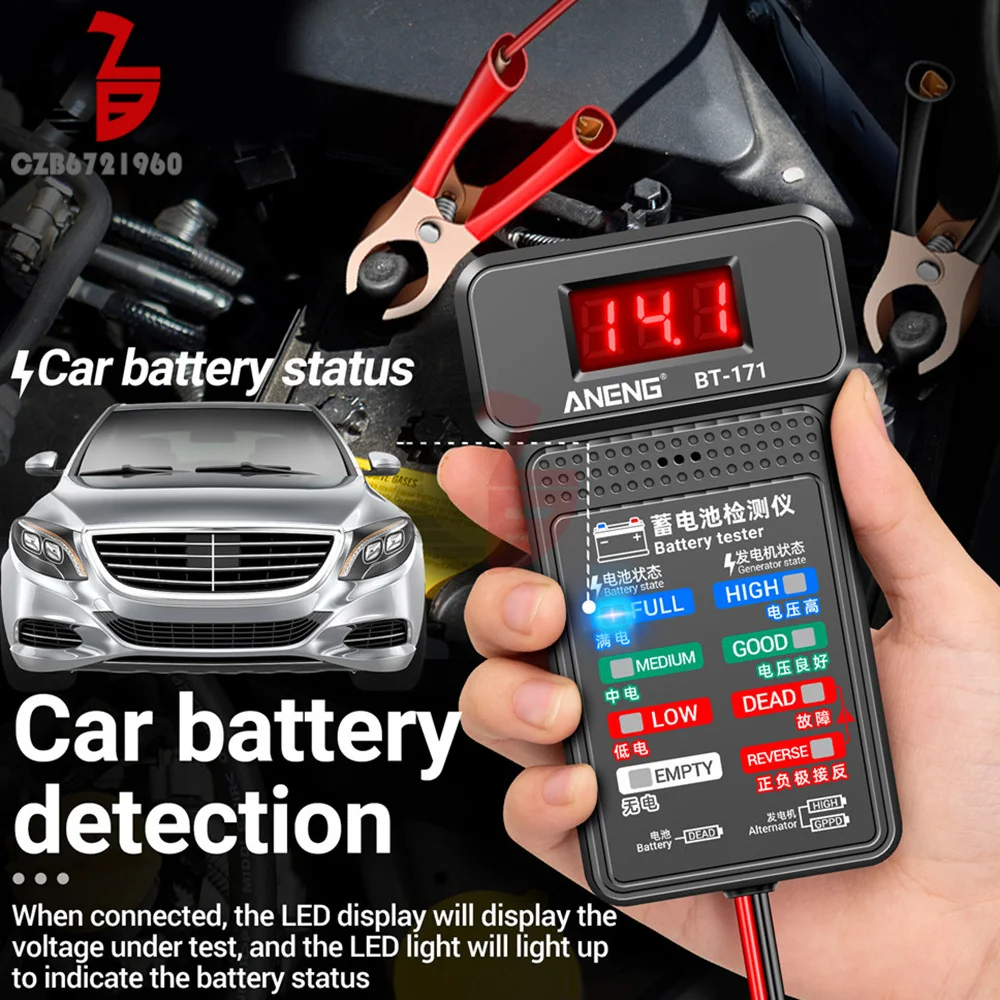 LCD Display Car Battery Tester Scan Tool Auto Cranking Charging System Circut Test Battery Analyzer 12v Battery Capacity Tester