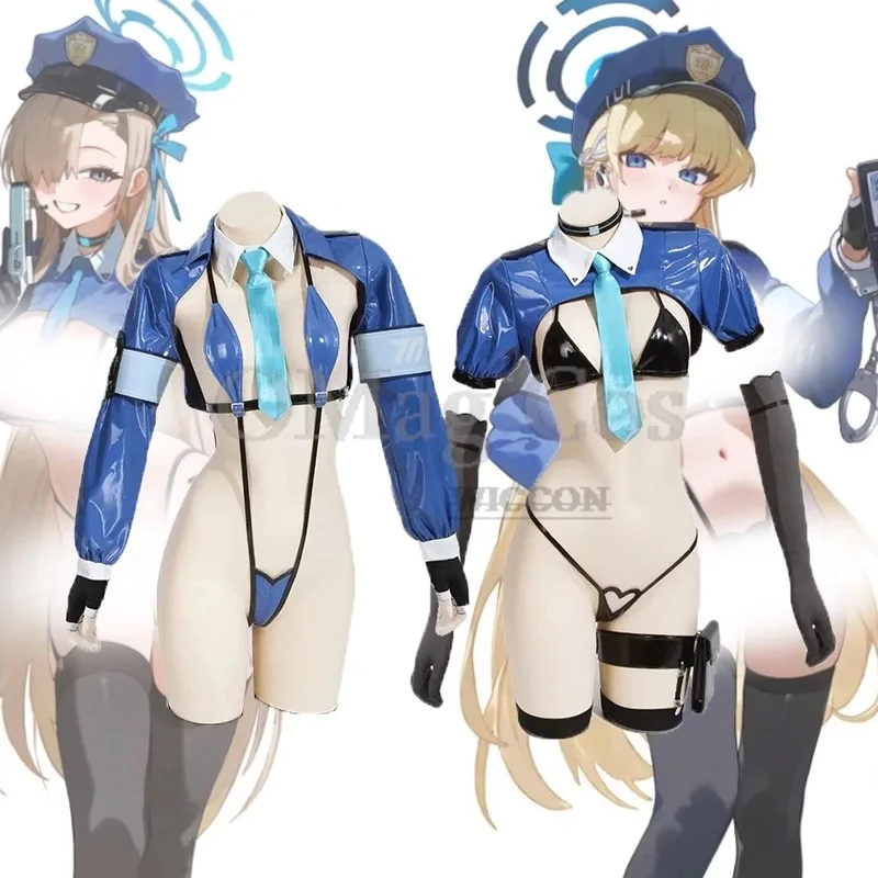 

Аниме Синий Архив Асума Токи Синий Кожа MomoTalk Боди Женщина-полицейский Униформа Костюм Бикини Косплей Сексуальная Ролевая Игра