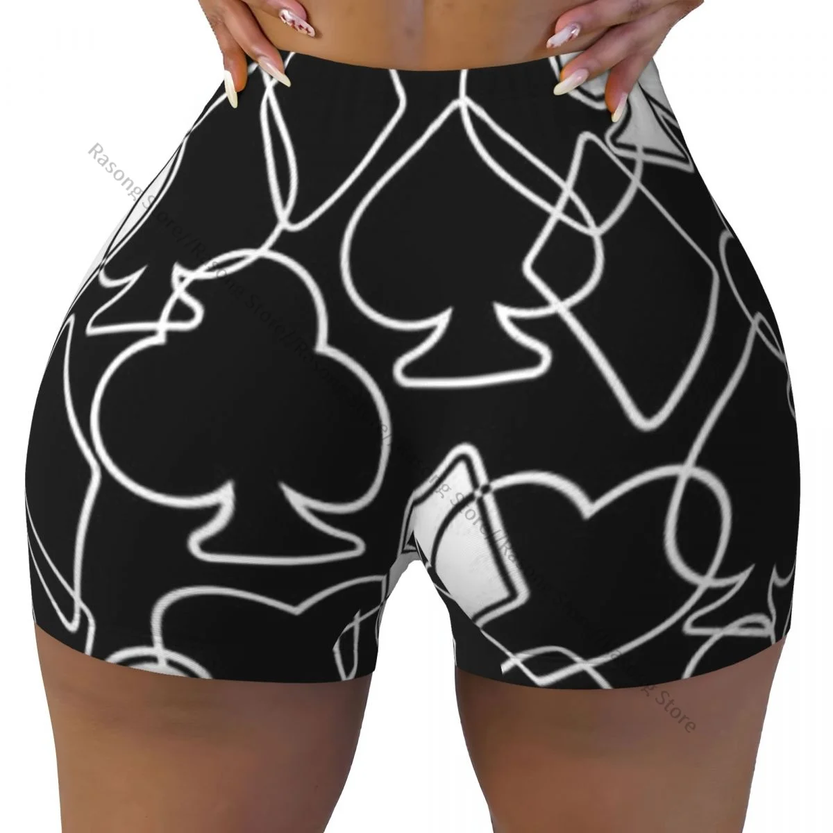 Women Yoga Shorts Card Suits Workout Shorts Fitness quick-dry Ladies Yoga Gym Running Short Pants Sportswear