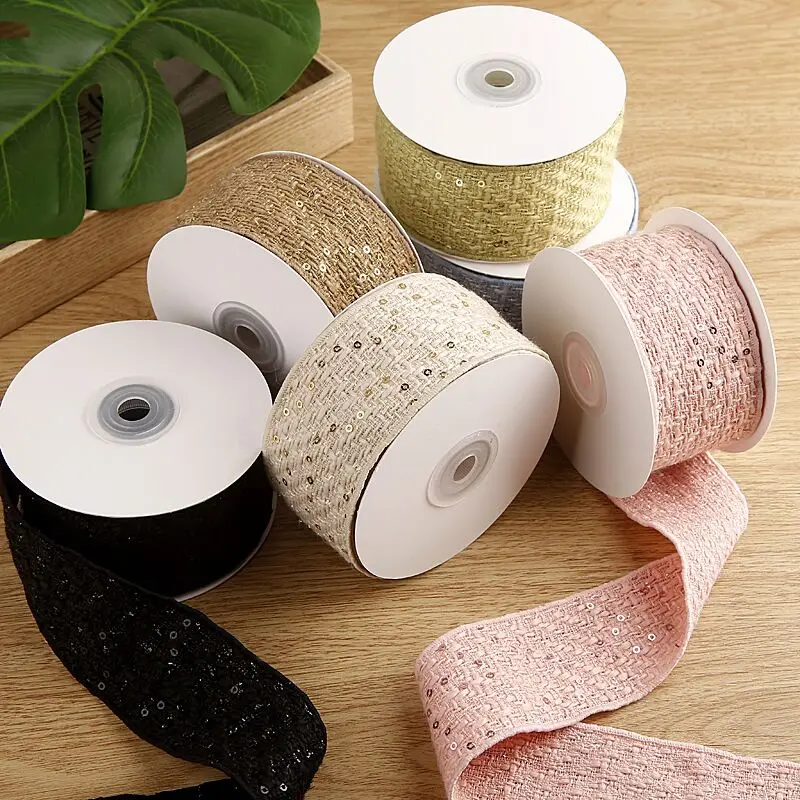 5 Yards 30MM 50MM Sequins Wool Yarn Ribbon Accessories Clothing For Crafts DIY Hair Bows Home Decor Materials Shoes Hats