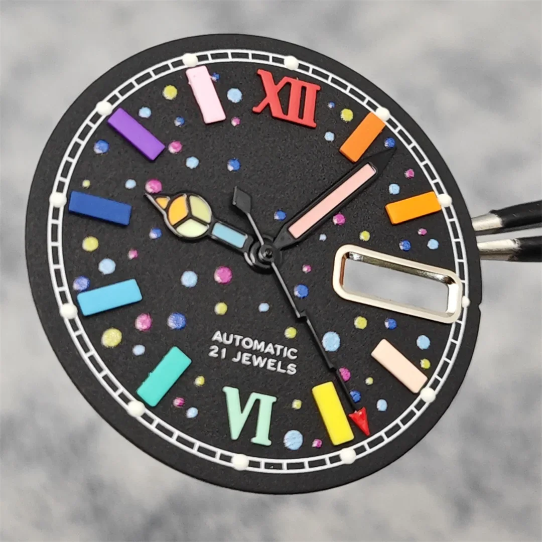Modification NH35 Watch Dial + Watch Hands Set 28.5mm Color Diving Surface Dial Watch Accessories for NH35 / NH36 Movement