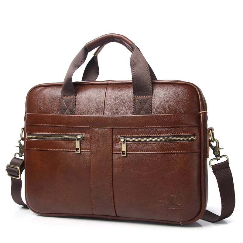 Genuine Leather Men's Vintage Briefcase Laptop Bag Shoulder Messenger Handbag for Office Business