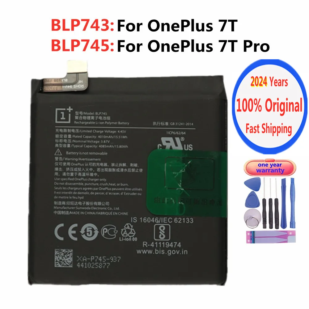 2024 yıl BLP743 BLP745 orijinal telefon pil için Oneplus 7T / 7T Pro bir artı 7T / 7T Pro 7TPro pil Fast hızlı kargo