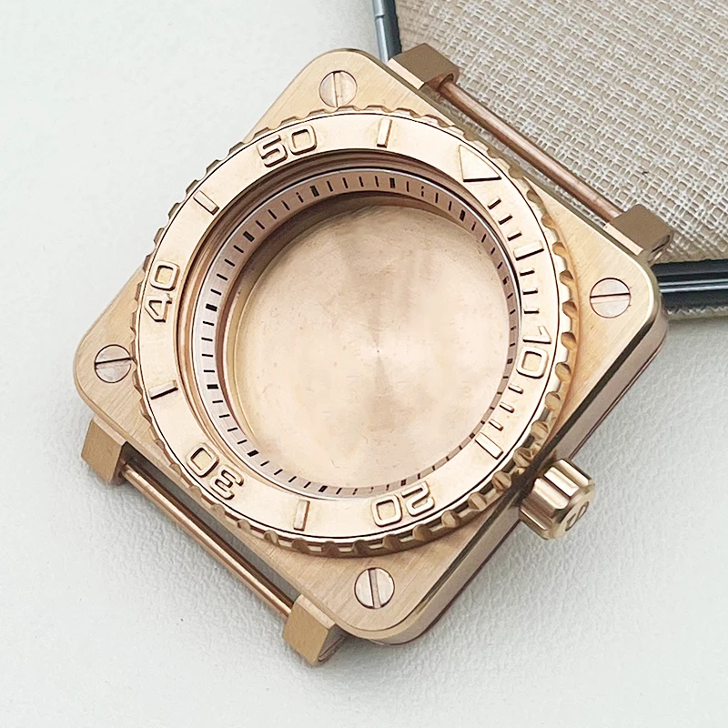 

NH35 Case SKX007 Square 316 Stainless Steel Fit NH35 NH36 4R 7S Japan Automatic Movement Sapphire Mirror Rose Gold Watch Case