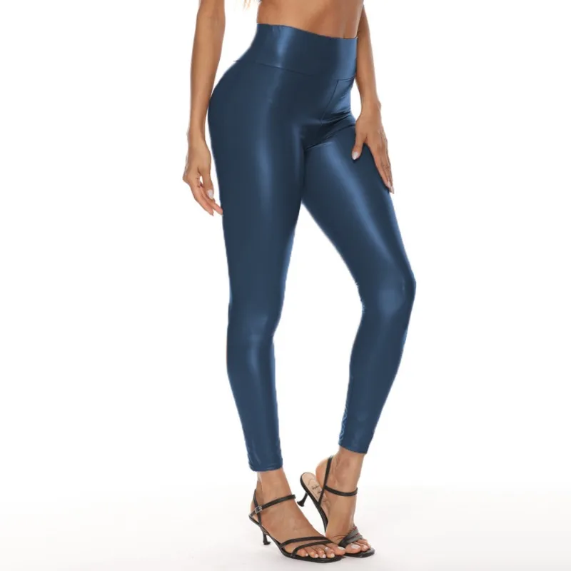 Pantalon en cuir multicolore pour femmes, pantalon en cuir taille haute pour femmes, pantalon sexy élastique à quatre côtés pour femmes