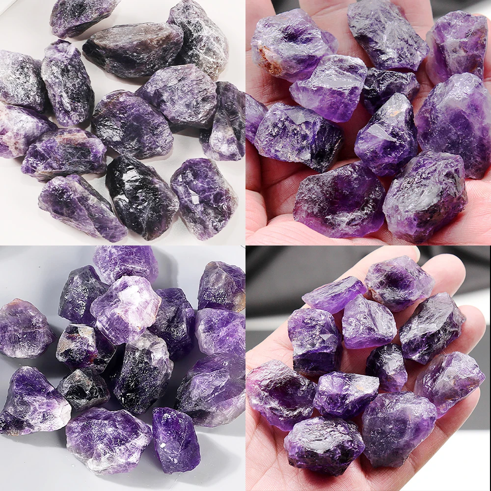 Natural Deep Amethyst Minerals Specimen Raw Mineral Irregular Shape Crystal Stone Fish Tank Bulk Decorative Polishing Rock