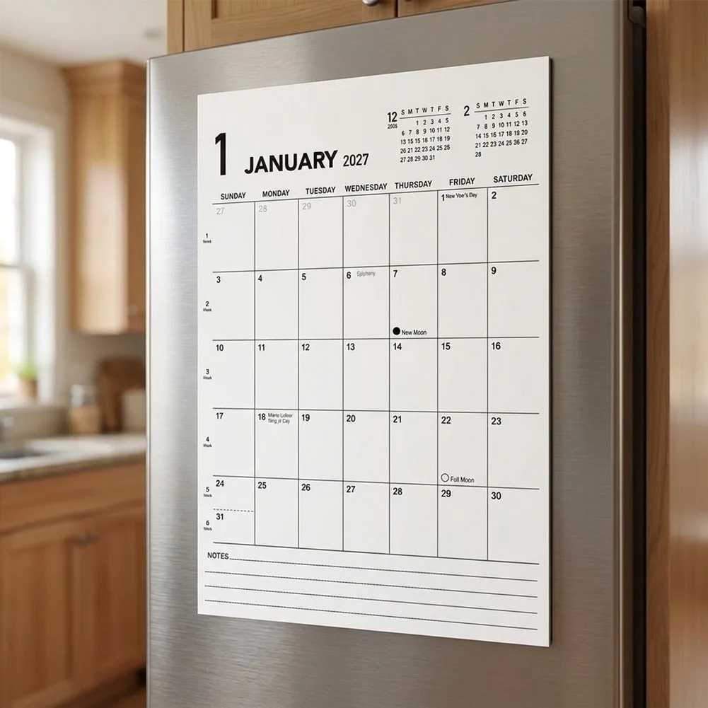 Magnetic Fridge Calendar Covering 18 Months from January 2027 to June 2028 for Consistent Schedule Maintenance