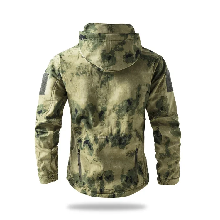 Neue Soft Shell Taktische Jacke Männer Winter Fleece Mit Kapuze Mantel Jagd Kleidung Outdoor Camouflage CS Tops Wasserdicht Winddicht – Detail 10