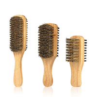 Boar Bristle Hair Brush for Men Natural Wooden Wave Anti-Static Comb for MaleStyling Beard, Hairbrush Handle, Styling Tool Bea