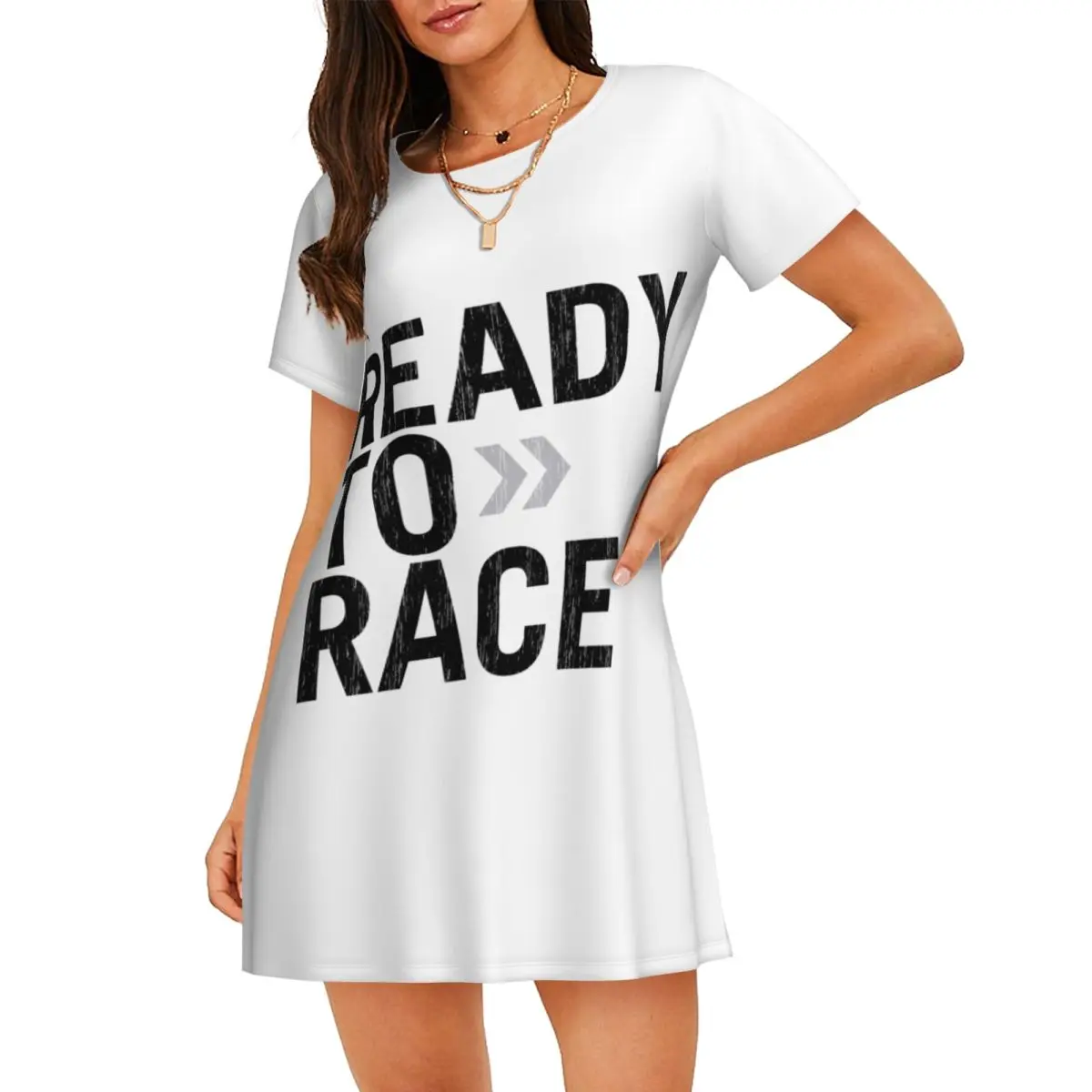 

Custom Ready To Race Women's Short-Sleeved Nightdress Print Motorbike Racing Enduro Short Sleeve Nightgowns Vacations Nightgowns