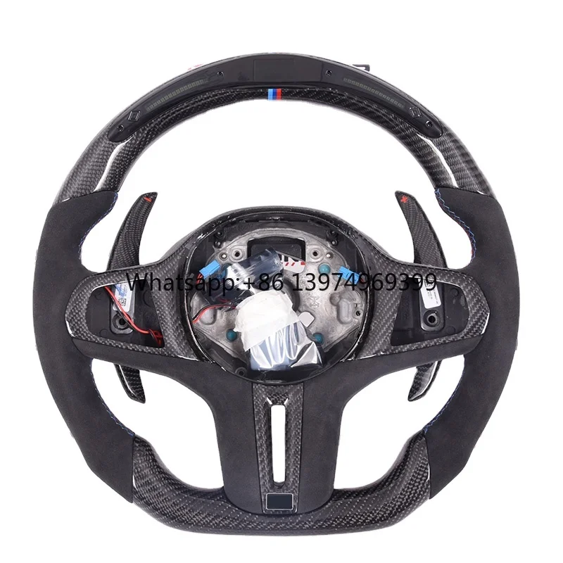 Modified Leather Real Carbon Fiber Steering Wheel With LED for BMW G20 G30