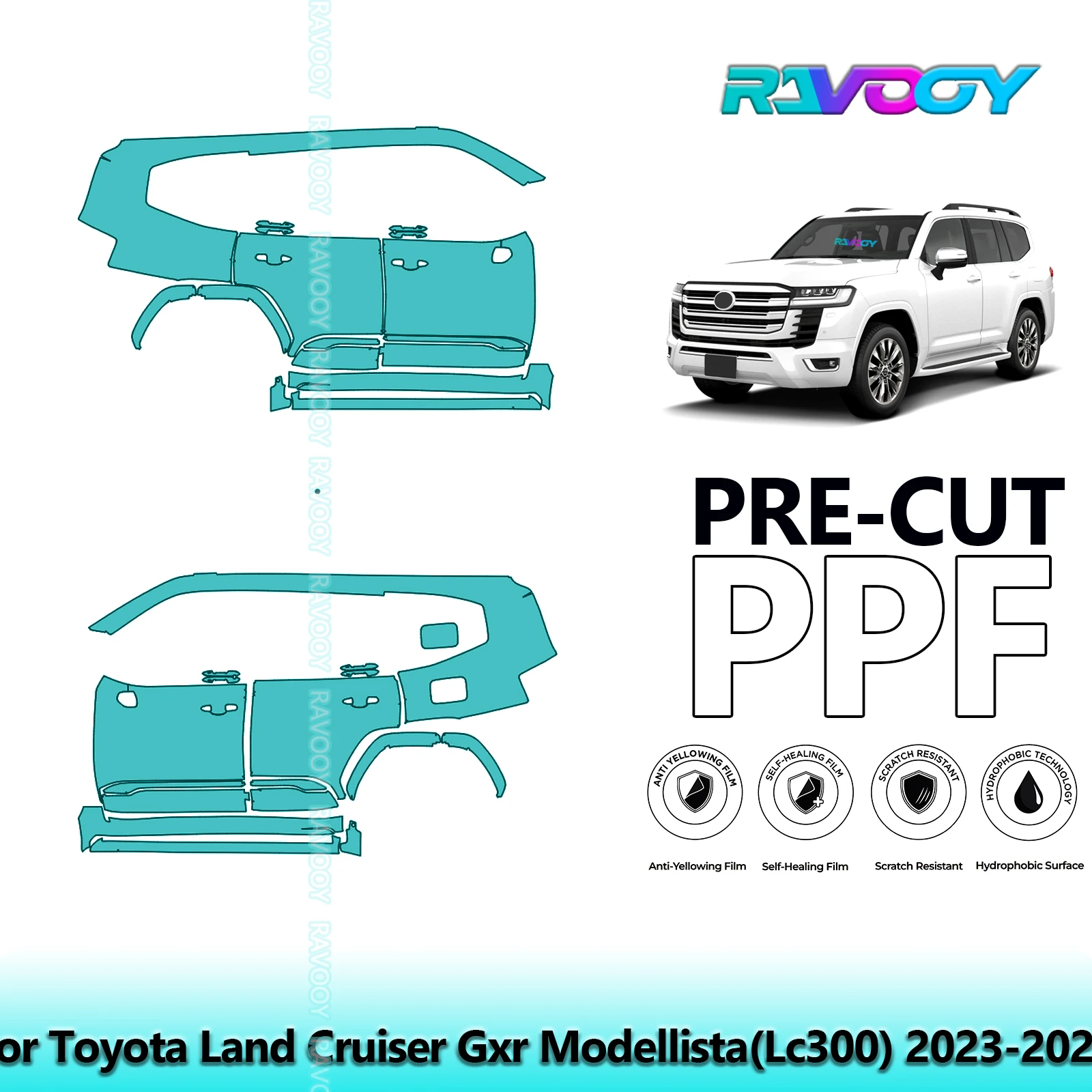 

For Toyota Land Cruiser Gxr Modellista(Lc300) 2023-2026 8.5mil Pre-Cut PPF Door & A/B Pillar Kit TPU Paint Protection Film Set