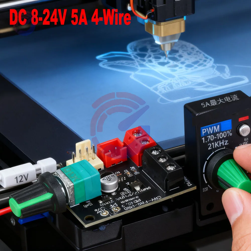 

5A PWM Fan Controller DC 8-24V 4-Wire BLDC Motor Speed Governor 0-100% Duty Cycle for High Speed Cooling Fan