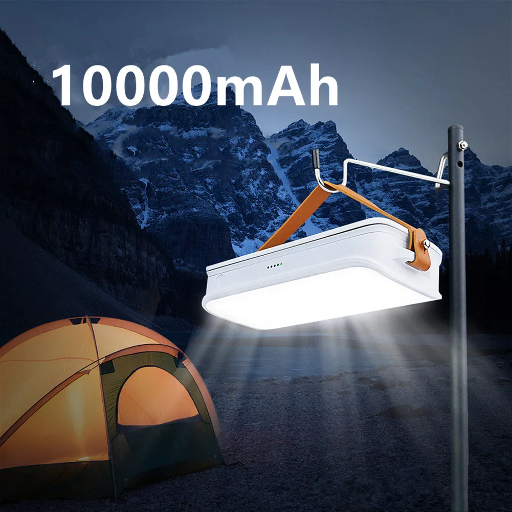 Abs Led Campinglantaarn 10000Mah Oplaadbare Ip65 Waterdichte Draagbare 3 Lichtmodi Tot 60 Uur Hardlopen Voor Thuiswandelen