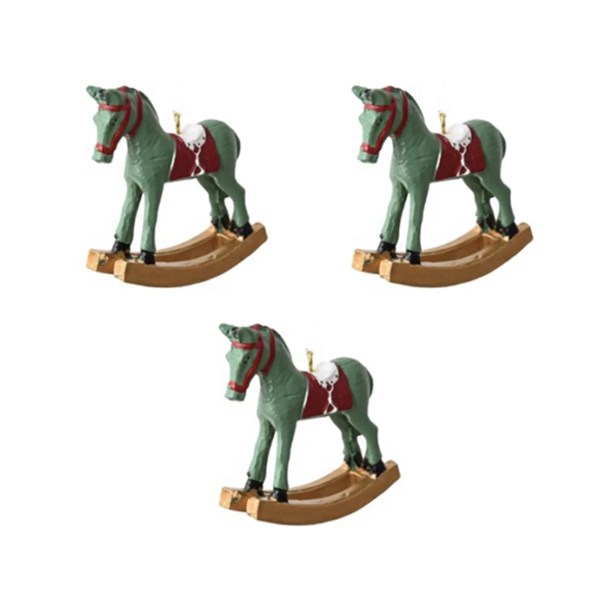 New Three-Dimensional Rocking Horse Small Pendant Tree Decoration Pendant Retro Decoration Green