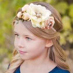 Diadema de flores de princesa para niña, banda Floral para la cabeza, tocados de flores para niña, diademas de peluquería con flores grandes para fiesta