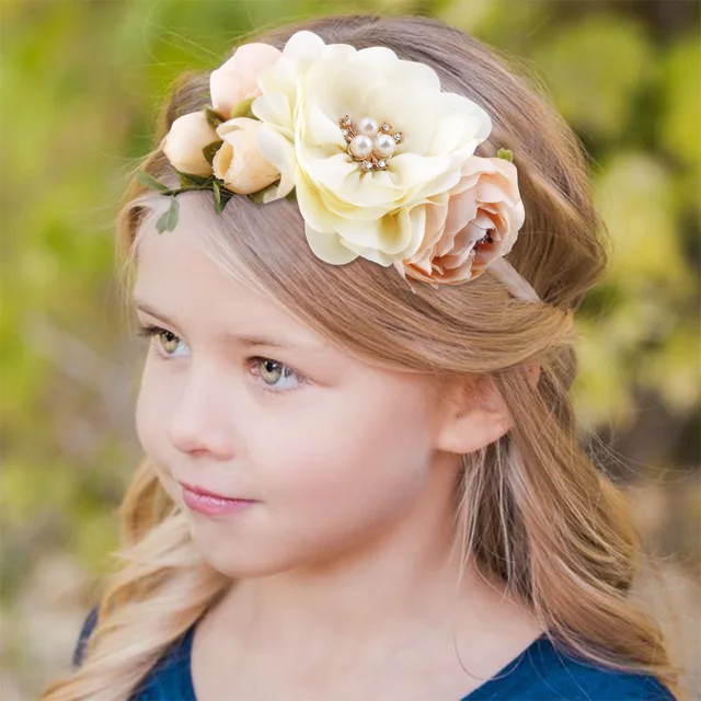 Baby Princess Flower Headband Girl's Floral Head Band Girl Flower Fontanelle Hair Dressing Opaski na głowę z dużym kwiatem na imprezę