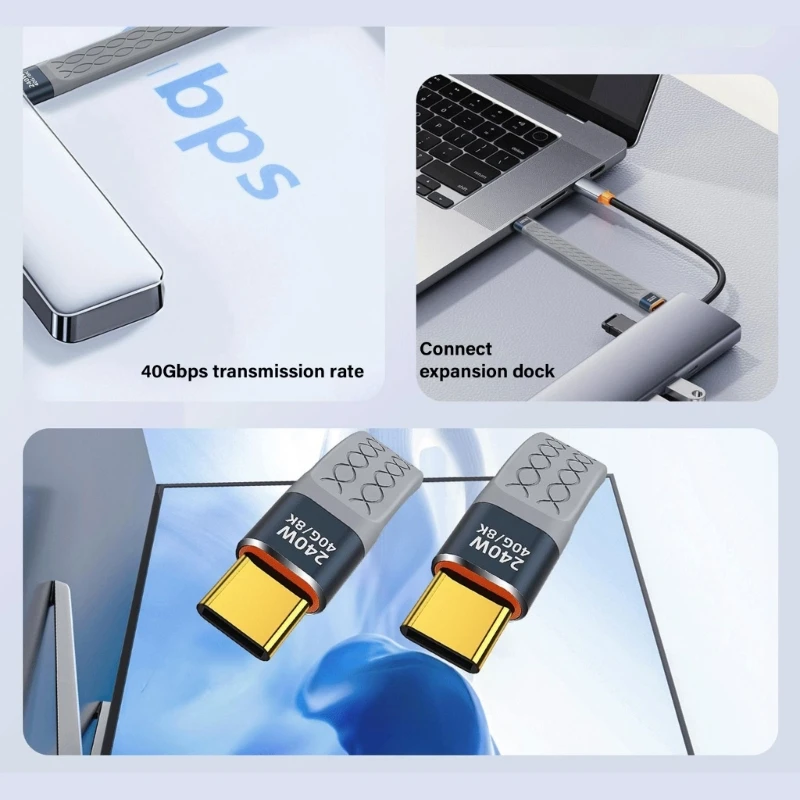 FlaFlat USB4 Curto 5 Polegadas 40 Gbps Dados 240 Carregamento Suporta Vídeo 8K60hz H7JF